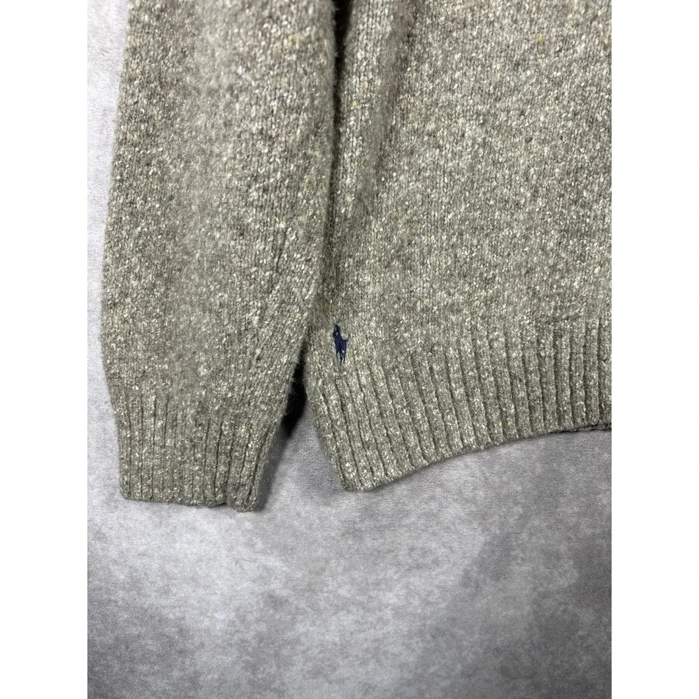 Polo Ralph Lauren Sweater Men XL Beige Speckled Wool Mockneck Button Pullover